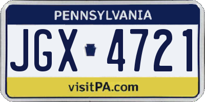 PA license plate JGX4721