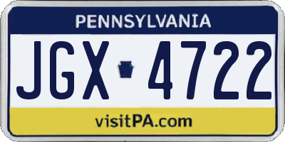PA license plate JGX4722
