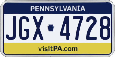 PA license plate JGX4728