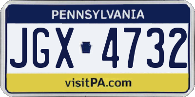 PA license plate JGX4732