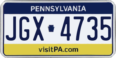 PA license plate JGX4735