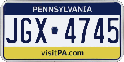 PA license plate JGX4745