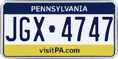 PA license plate JGX4747