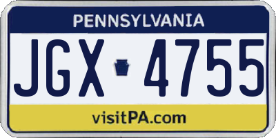 PA license plate JGX4755