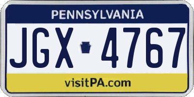 PA license plate JGX4767