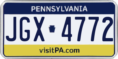 PA license plate JGX4772