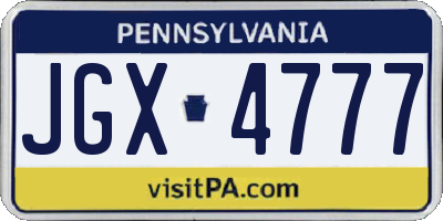 PA license plate JGX4777