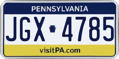 PA license plate JGX4785