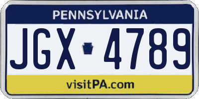 PA license plate JGX4789