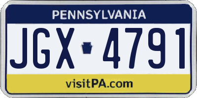 PA license plate JGX4791