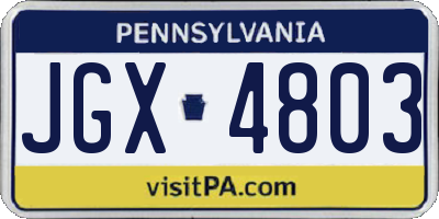 PA license plate JGX4803