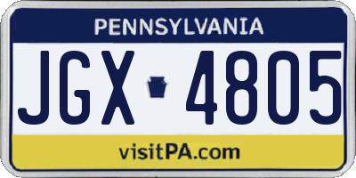 PA license plate JGX4805
