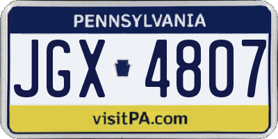 PA license plate JGX4807