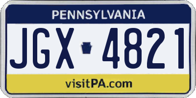 PA license plate JGX4821