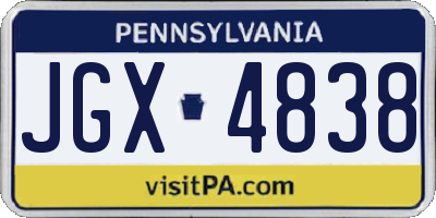 PA license plate JGX4838