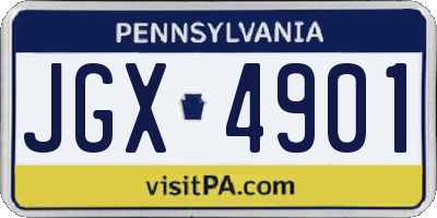 PA license plate JGX4901