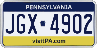 PA license plate JGX4902