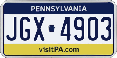 PA license plate JGX4903