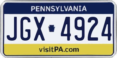 PA license plate JGX4924