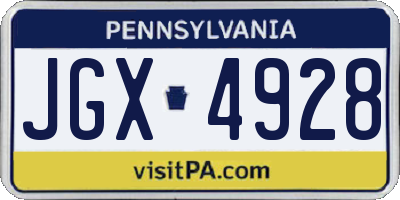 PA license plate JGX4928