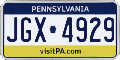 PA license plate JGX4929