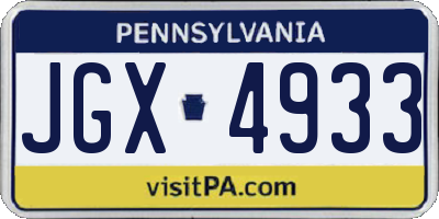 PA license plate JGX4933
