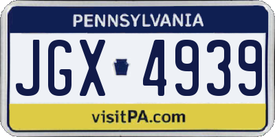 PA license plate JGX4939