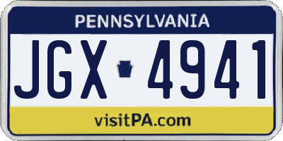 PA license plate JGX4941
