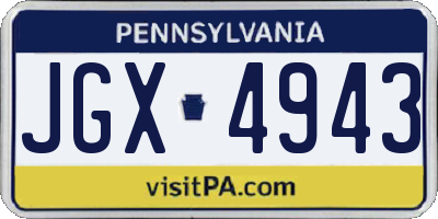 PA license plate JGX4943