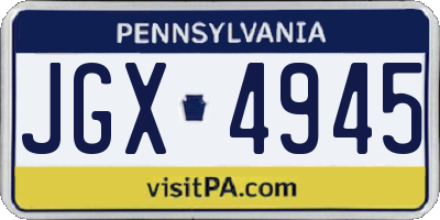 PA license plate JGX4945
