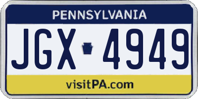 PA license plate JGX4949