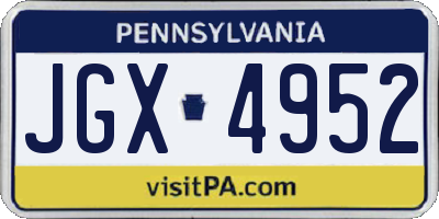 PA license plate JGX4952