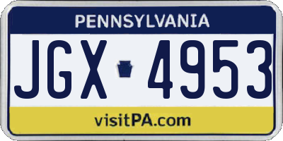 PA license plate JGX4953