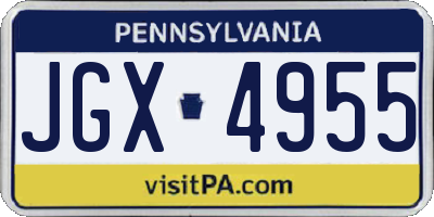 PA license plate JGX4955