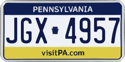 PA license plate JGX4957