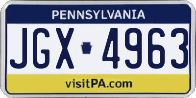 PA license plate JGX4963