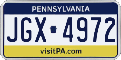 PA license plate JGX4972