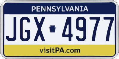 PA license plate JGX4977