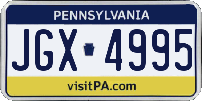PA license plate JGX4995