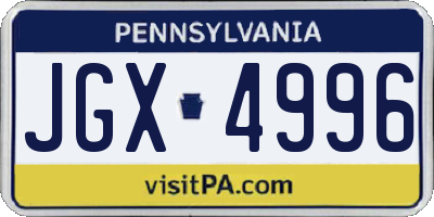 PA license plate JGX4996