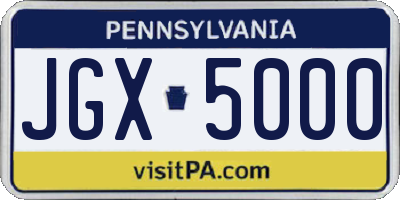 PA license plate JGX5000