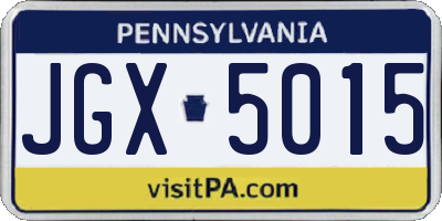 PA license plate JGX5015