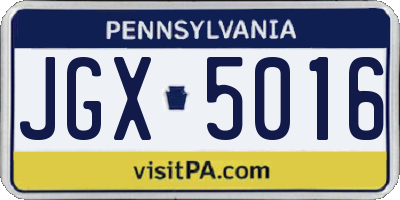 PA license plate JGX5016