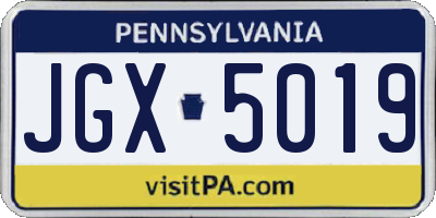 PA license plate JGX5019