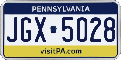 PA license plate JGX5028