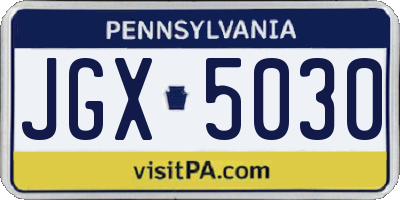 PA license plate JGX5030