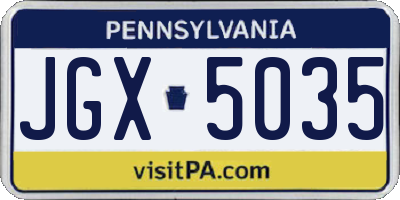 PA license plate JGX5035