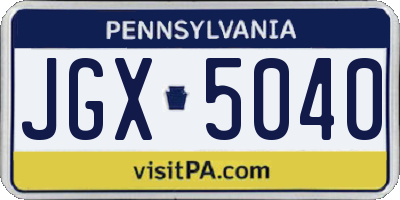PA license plate JGX5040
