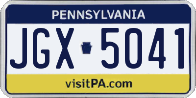 PA license plate JGX5041