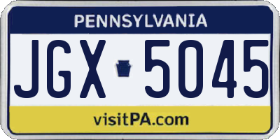 PA license plate JGX5045